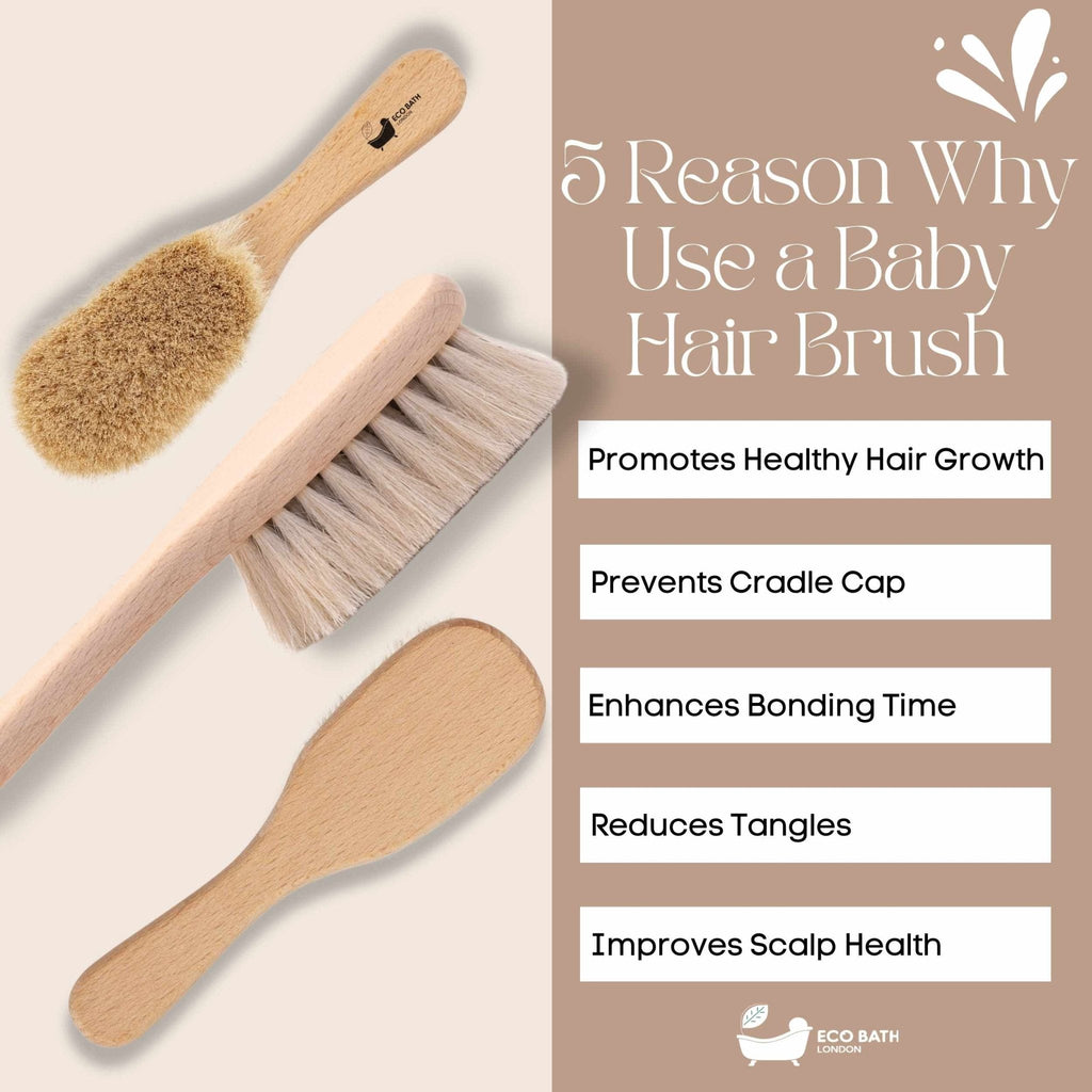 Baby Brush with Goat Hair - Ultra Soft Baby Bath Brush for Newborns - Miola