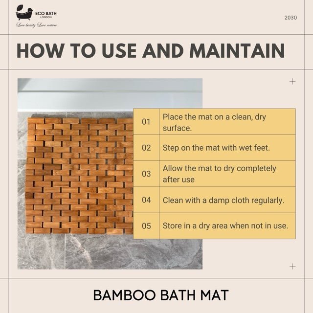 Bamboo Bath Mat - Roll Up Shower Mat, Anti - slip and Waterproof Bathroom Spa Show - Miola