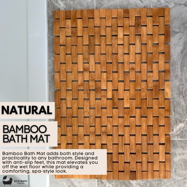 Bamboo Bath Mat - Roll Up Shower Mat, Anti - slip and Waterproof Bathroom Spa Show - Miola