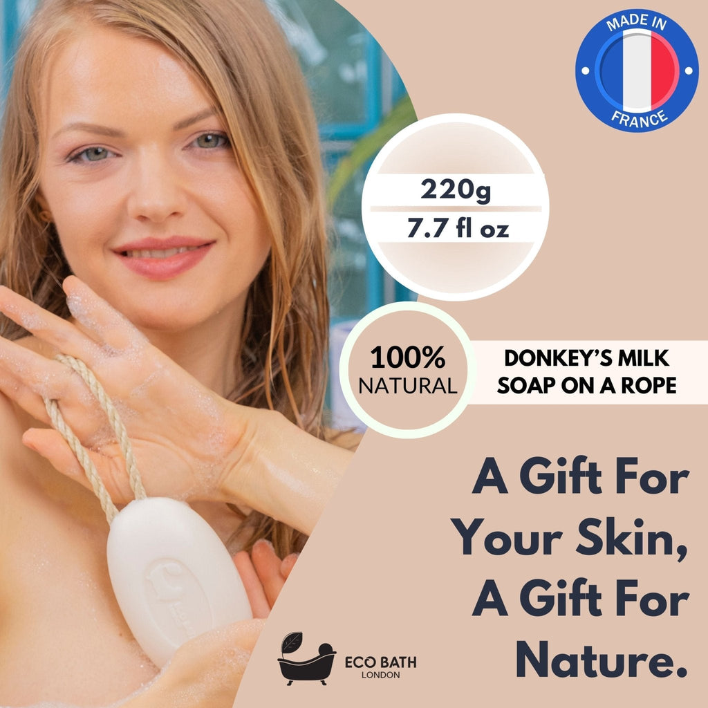 Donkey’s Milk Soap on A Rope 220g - Luxurious and Eco Friendly Body Wash Bar wit - Miola