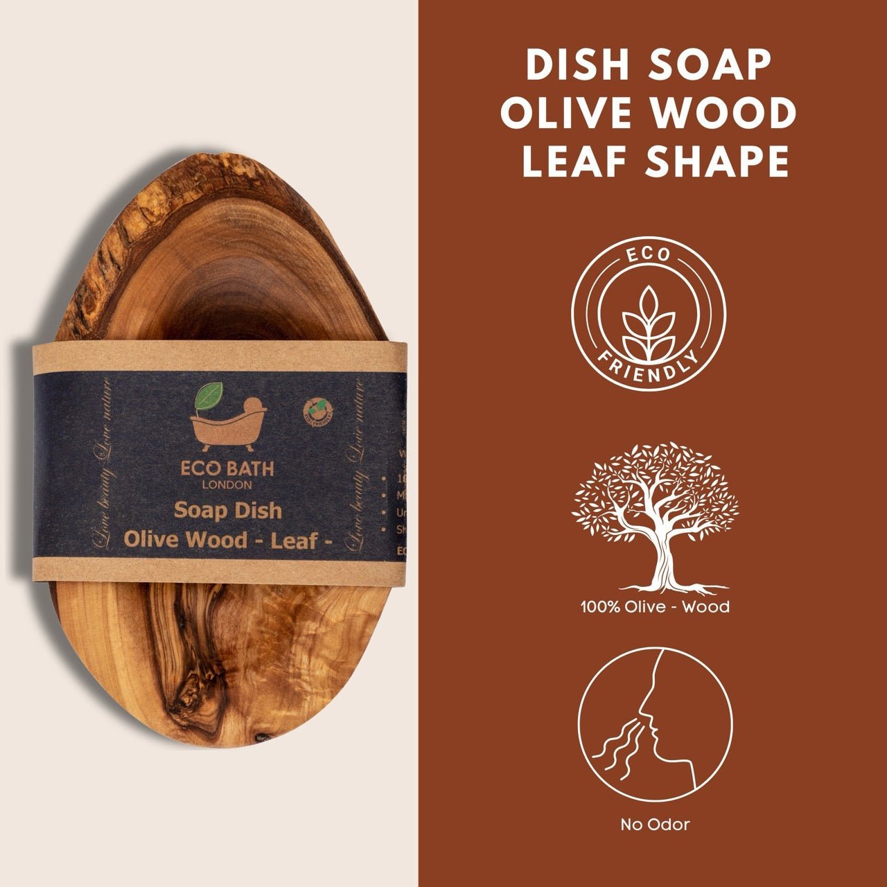 Olive Wood Leaf Soap Dish - Miola