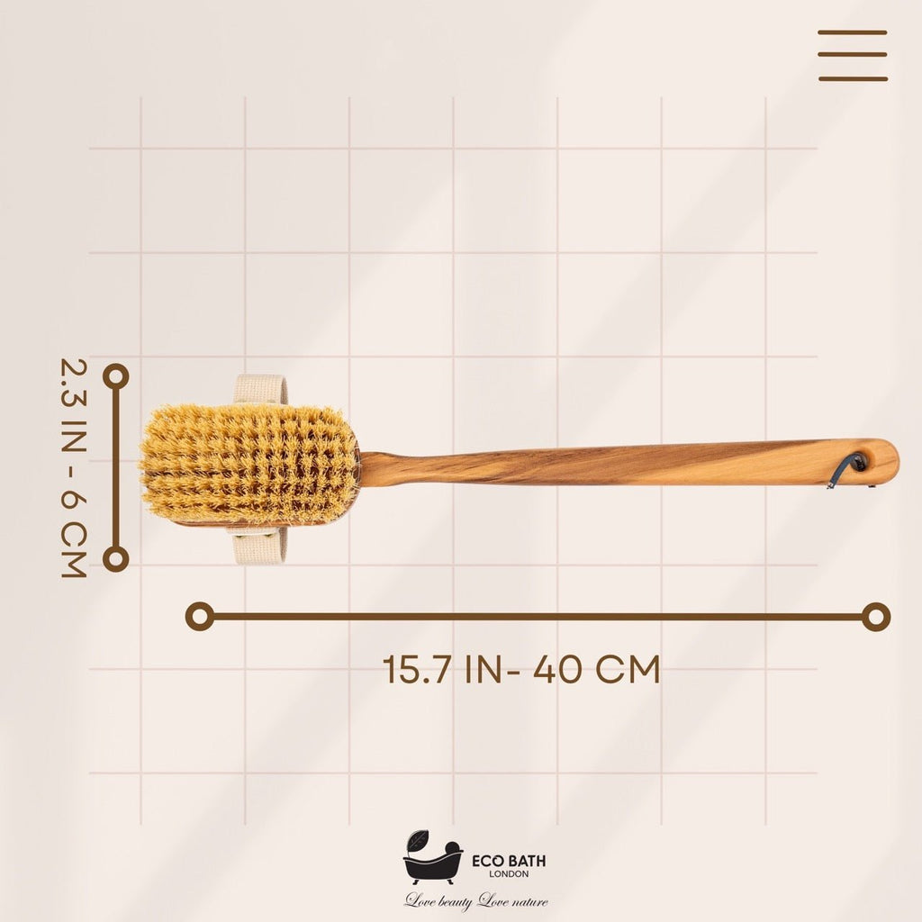 Luxury Natural Sisal Olive Wood Body Brush - the Ultimate Dry Brushing Body Brus - Miola