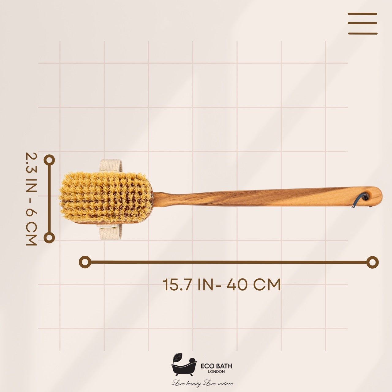 Luxury Natural Sisal Olive Wood Body Brush - the Ultimate Dry Brushing Body Brus - Miola
