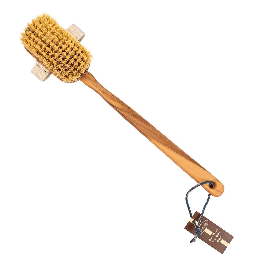 Luxury Natural Sisal Olive Wood Body Brush - the Ultimate Dry Brushing Body Brus - Miola