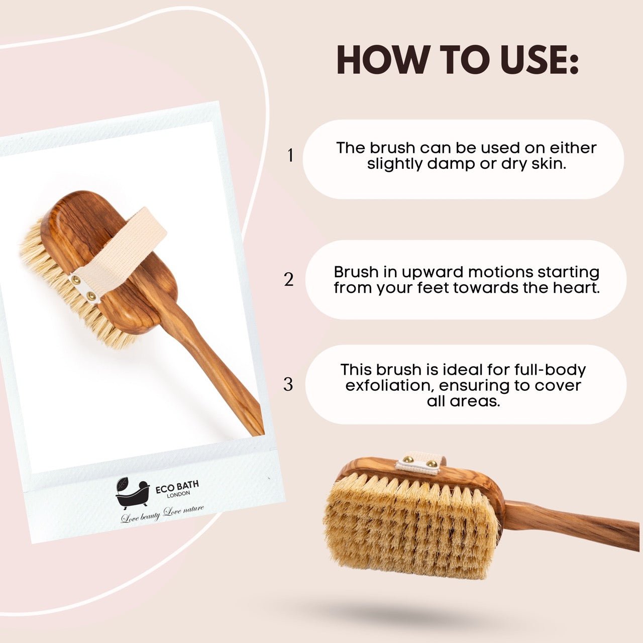 Luxury Natural Sisal Olive Wood Body Brush - the Ultimate Dry Brushing Body Brus - Miola