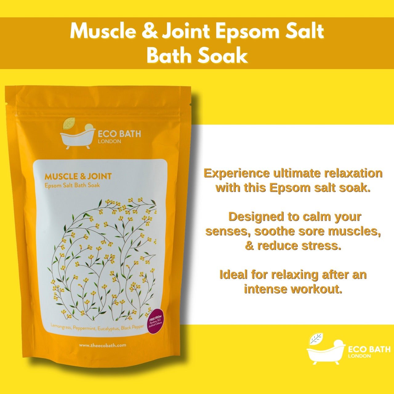 Muscle and Joint Epsom Salt Bath Soak - Pouch | 500g & 1000g - Miola