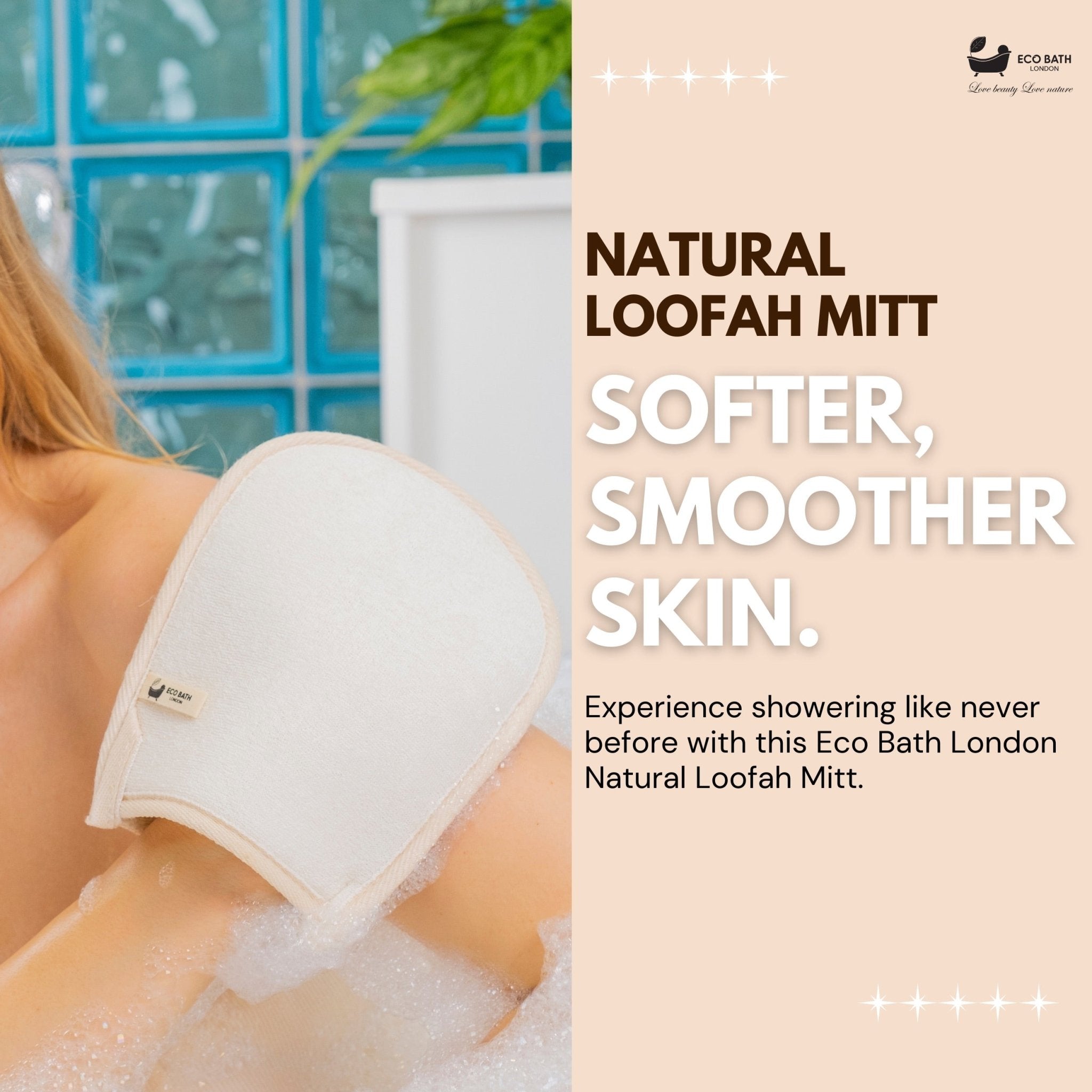 Natural Loofah Bath Mitt - Premium Exfoliating Bath Glove for Smooth and Radiant - Miola