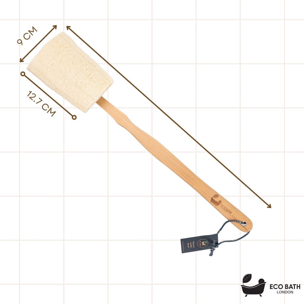 Natural Loofah Brush - Premium Loofah Body Brush with Handle - Miola