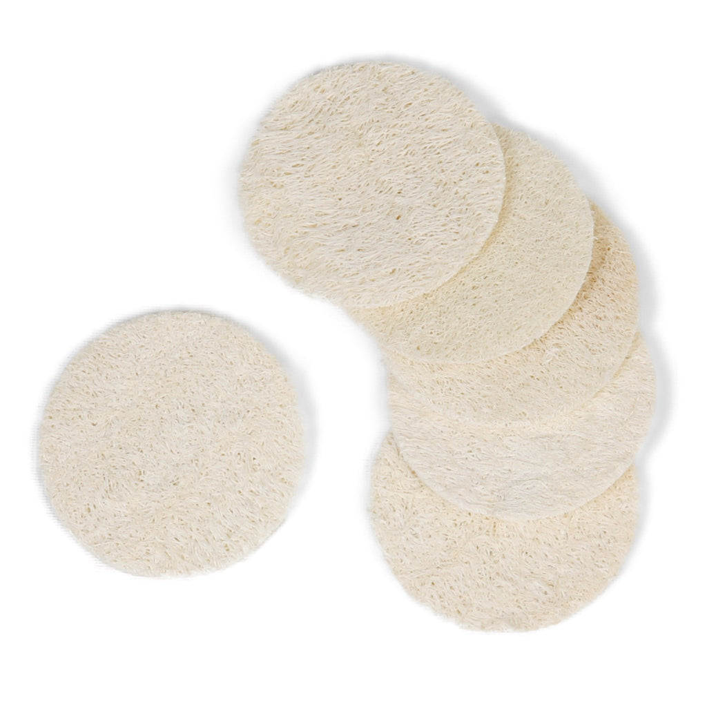 Natural Loofah Face Exfoliating Scrubber Pads - 6 Count (1 Pack) - Miola