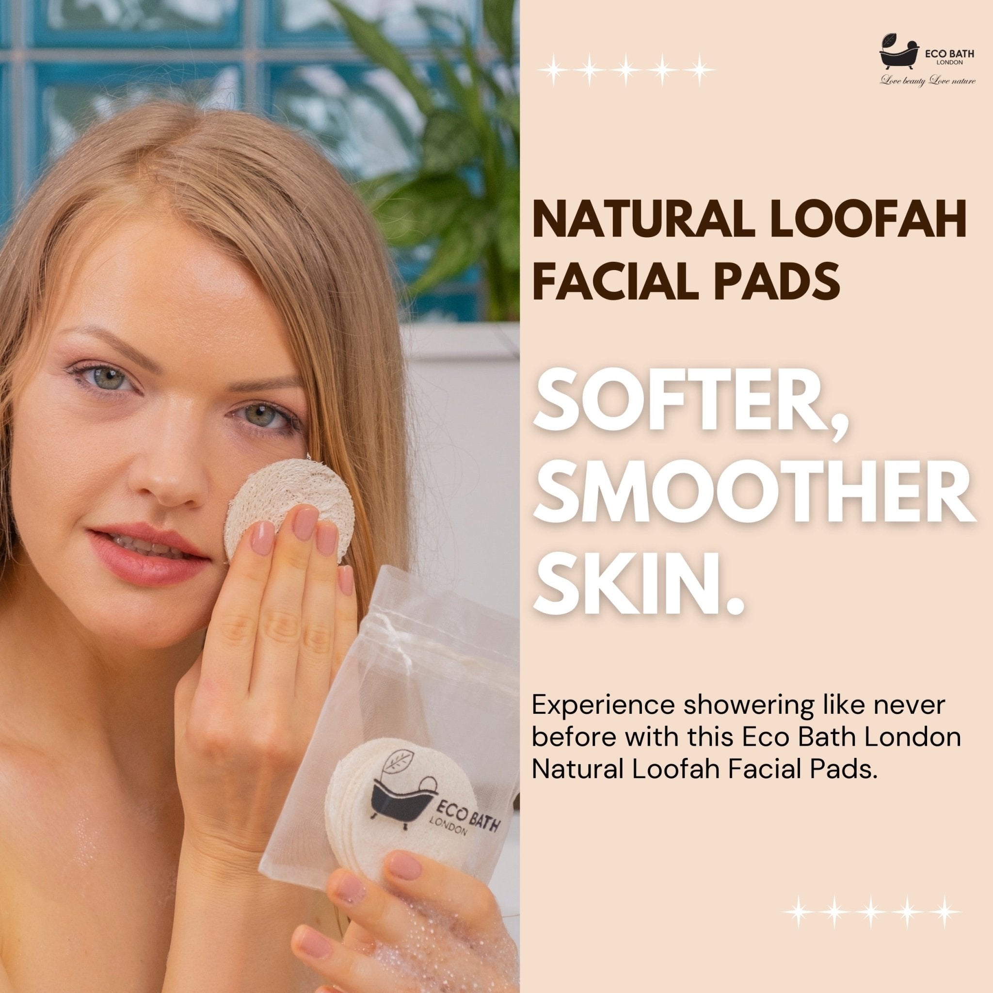 Natural Loofah Face Exfoliating Scrubber Pads - 6 Count (1 Pack) - Miola