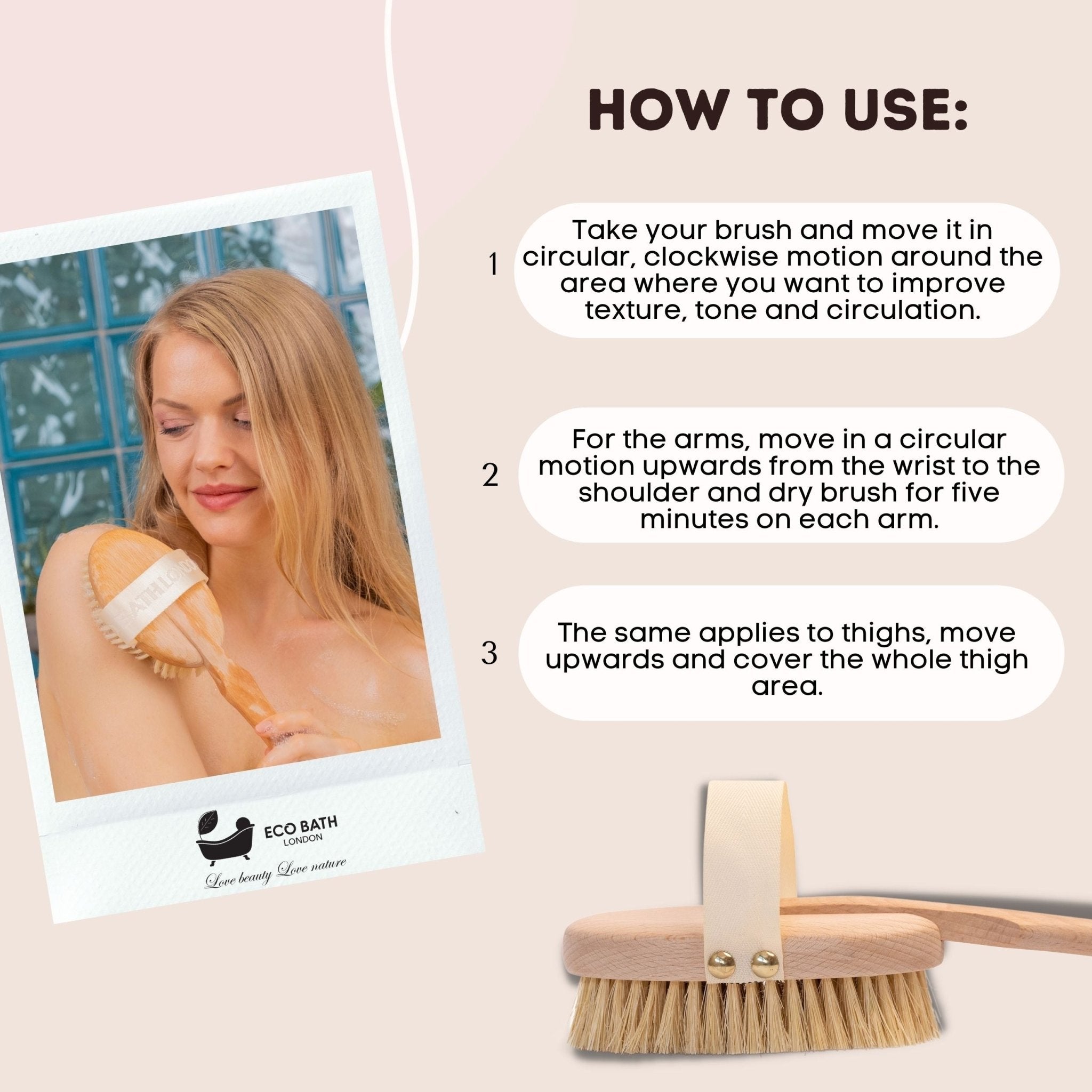 Natural Hard Sisal Body Brush with Detachable Handle - Miola