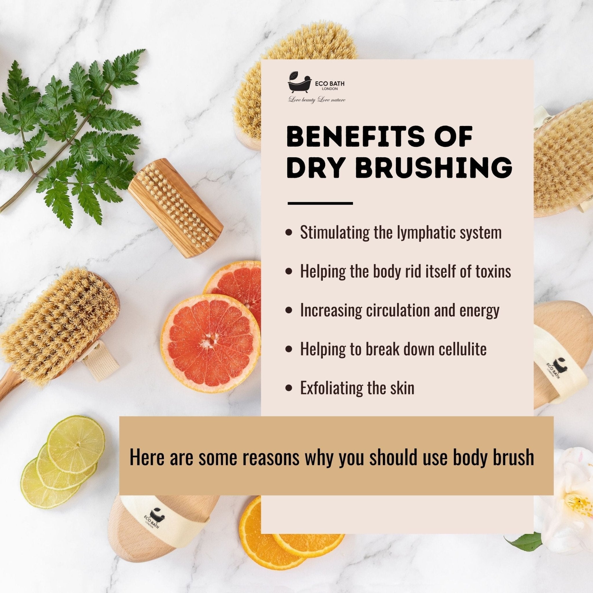 Natural Hard Sisal Body Brush with Detachable Handle - Miola