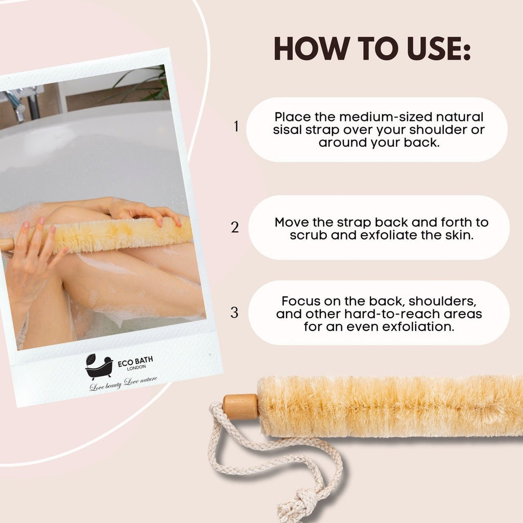 Natural Sisal Body Strap - Premium Exfoliating Back Scrubber - Miola