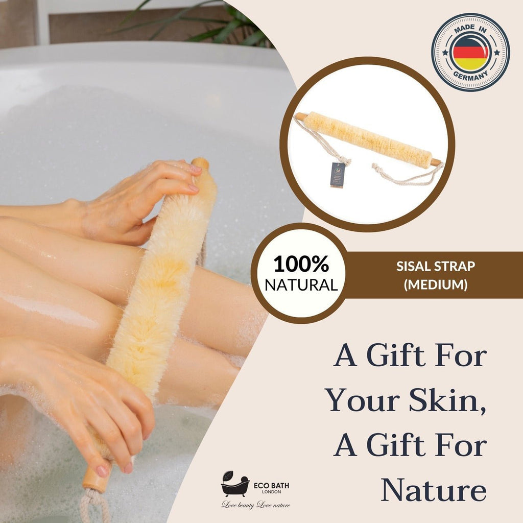 Natural Sisal Body Strap - Premium Exfoliating Back Scrubber - Miola