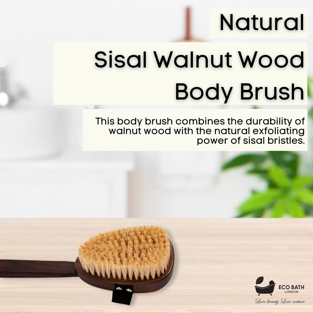 Natural Sisal Walnut Wood Body Brush - Luxurious Dry Brushing Body Brush - Miola