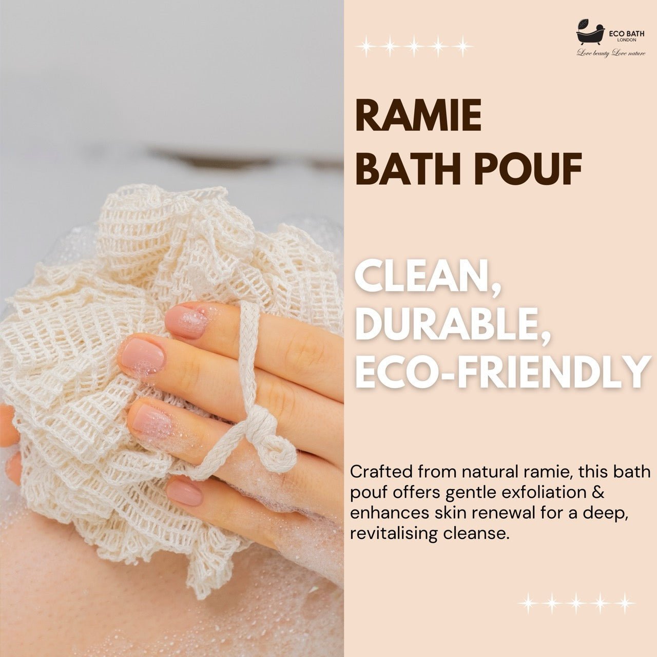 Ramie Bath Puff - Soft Body Scrubber Bath Sponge - Miola