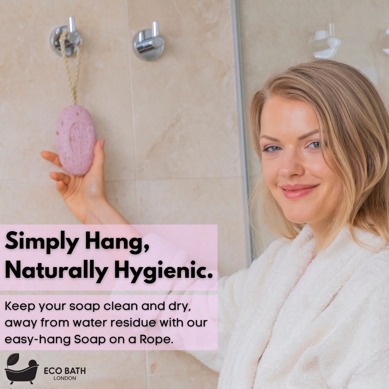 Rose Soap on A Rope 220g - Luxurious and Eco Friendly Body Wash Bar with Shea Bu - Miola