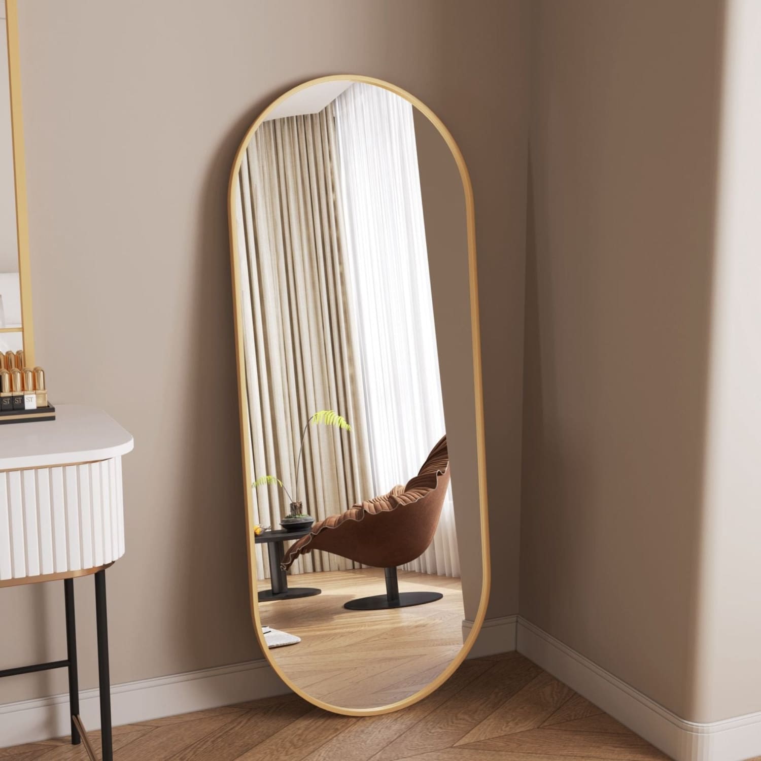Gold Oval Mirror