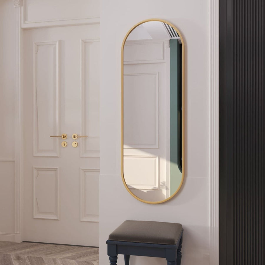 Gold Metal Runway Oval Mirror