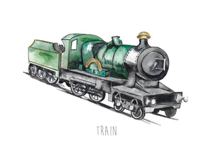 Personalised Watercolour Steam Train wall print