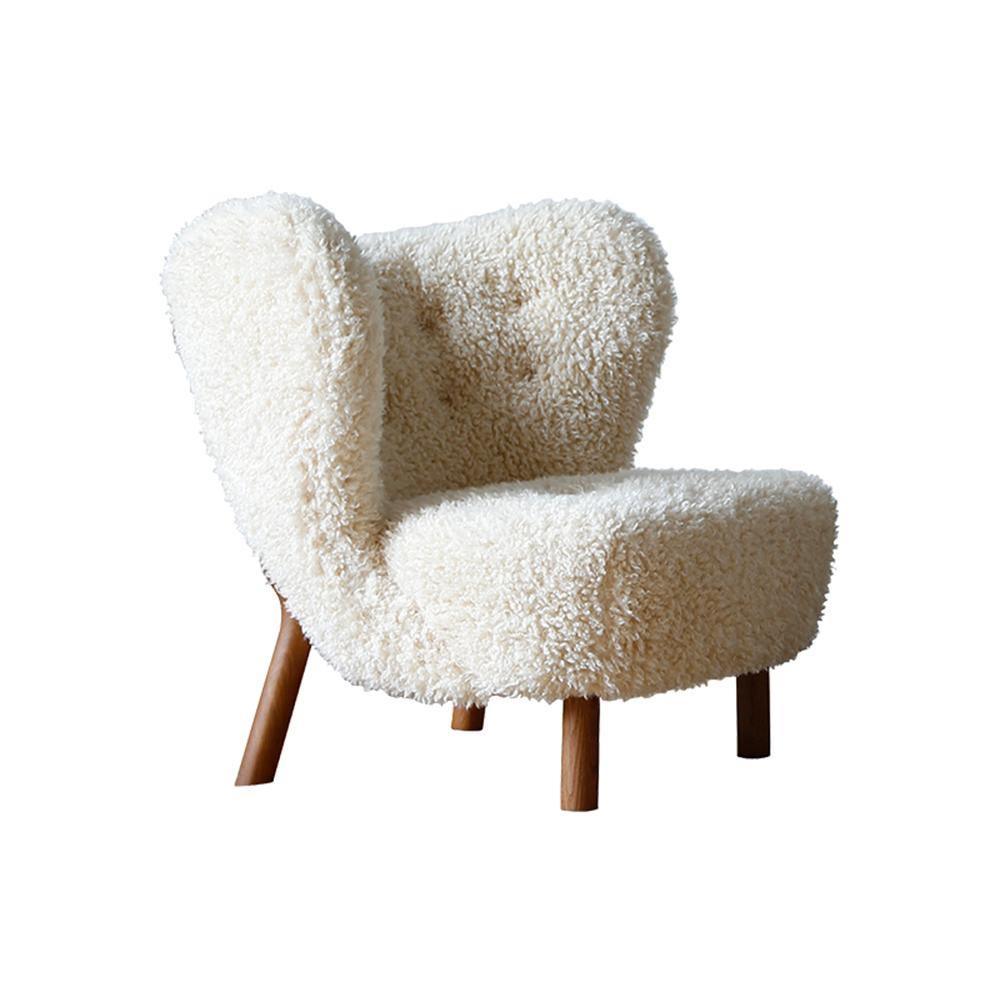 Fitz Lounge Chair, Long Hair, White - Miola