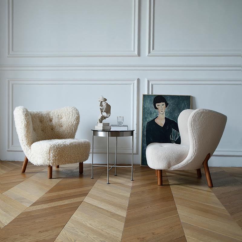 Fitz Lounge Chair, Long Hair, White - Miola