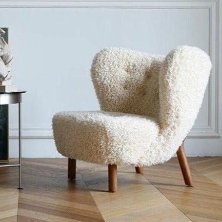 Fitz Lounge Chair, Long Hair, White - Miola