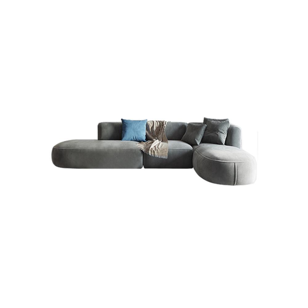 FIN Four Seater Sofa, Four Seater Corner Sofa, Grey Velvet - Miola