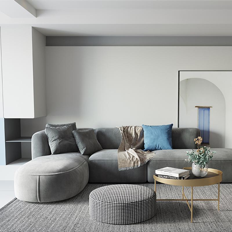 FIN Four Seater Sofa, Four Seater Corner Sofa, Grey Velvet - Miola
