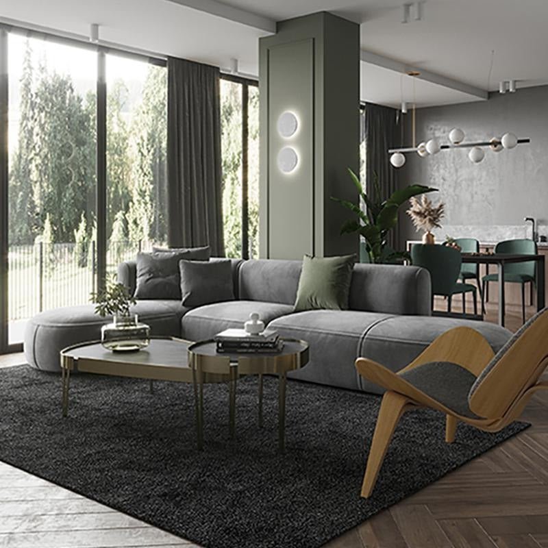 FIN Four Seater Sofa, Four Seater Corner Sofa, Grey Velvet - Miola