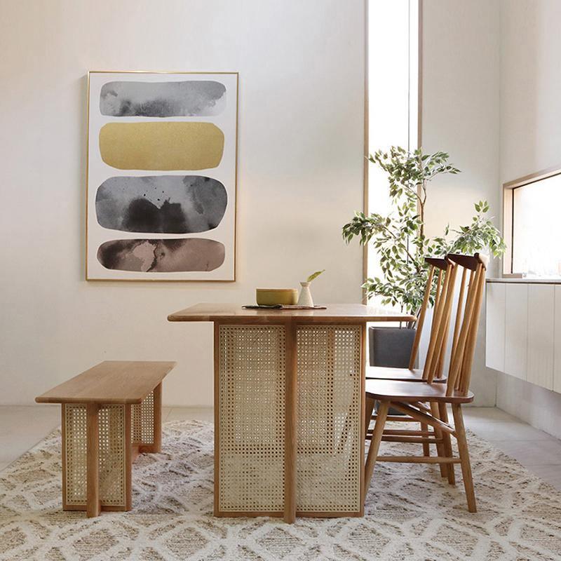 Gavril Rattan Dining Table, Oak, Rectangle - Miola