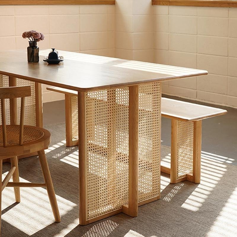Gavril Rattan Dining Table, Oak, Rectangle - Miola