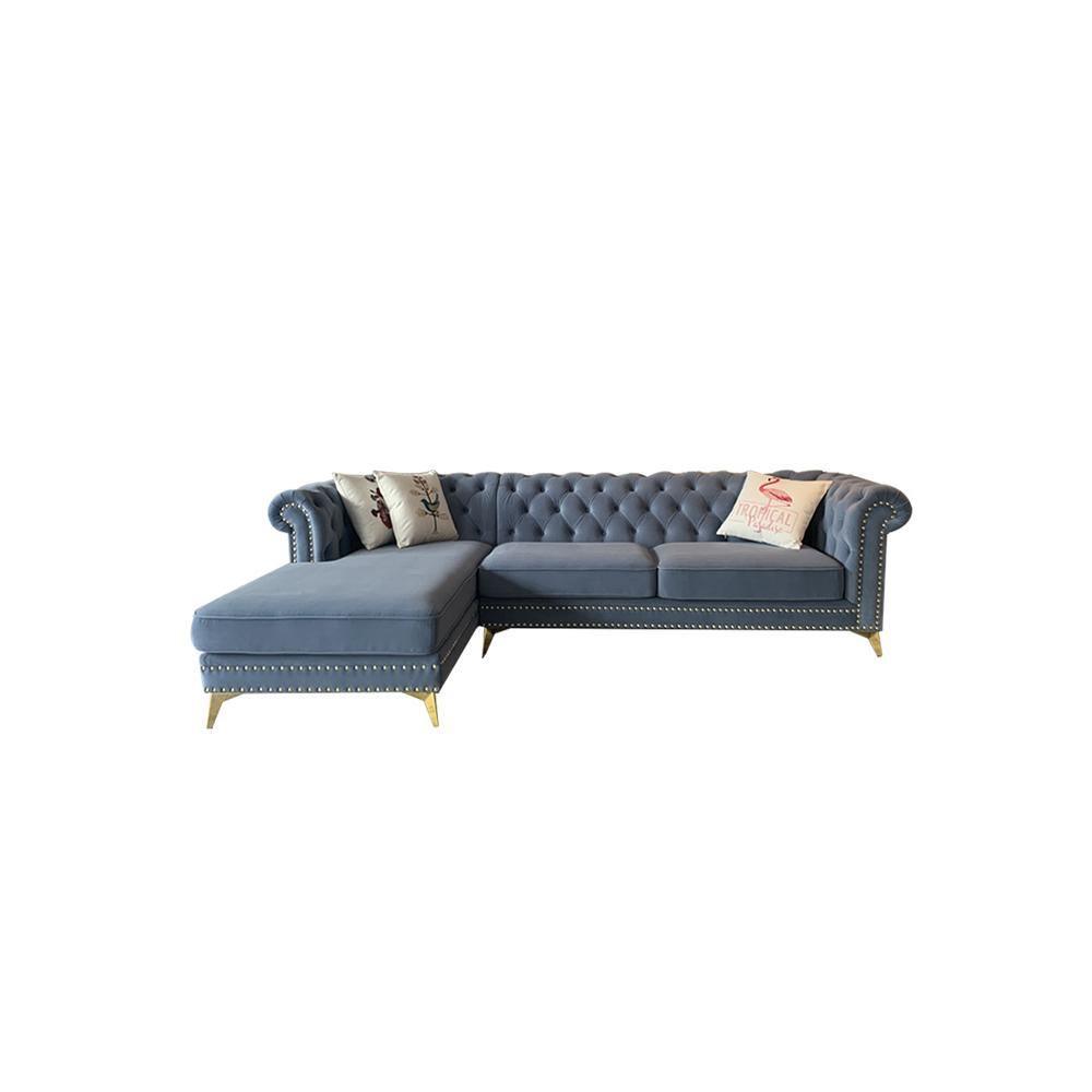 Glamour Three Seater Corner Sofa, Velvet - Miola