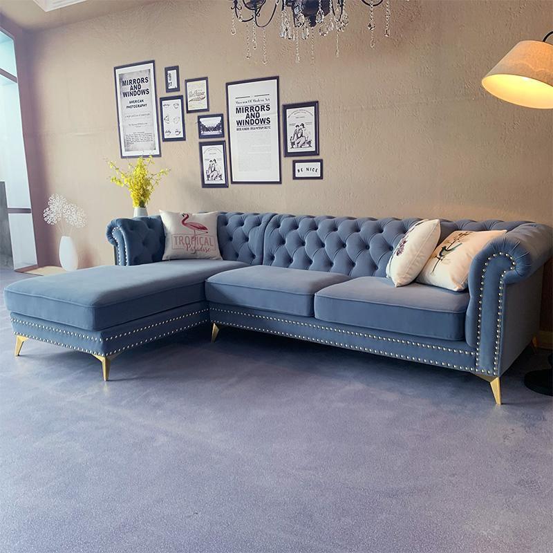 Glamour Three Seater Corner Sofa, Velvet - Miola