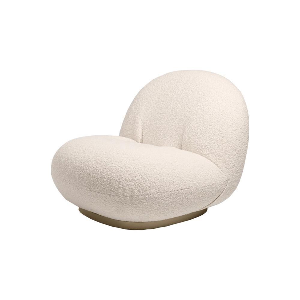 Gubi Pacha Swivel Accent Chair, Boucle With Gold Base - Miola
