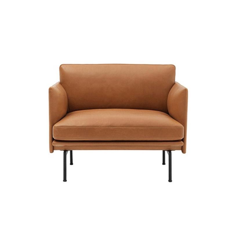 Muuto Outline Style Armchair, 2 Seater, Leather - Miola