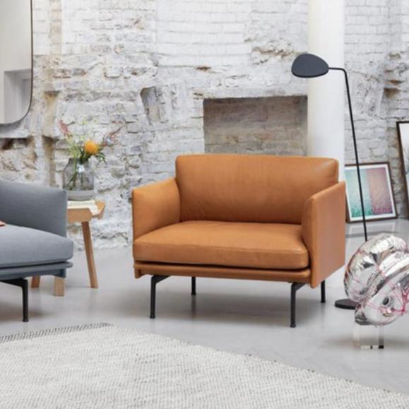 Muuto Outline Style Armchair, 2 Seater, Leather - Miola