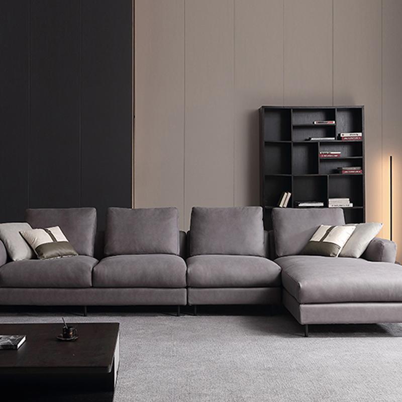H92 Grey Four Seater Corner Sofa, Leathaire, Multiple Color - Miola