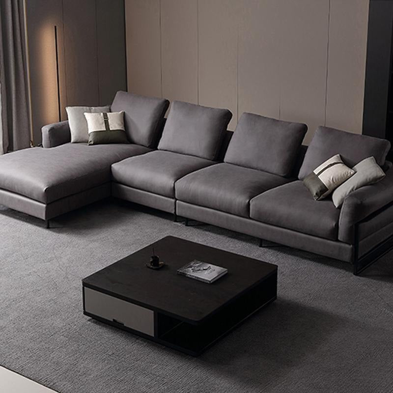 H92 Grey Four Seater Corner Sofa, Leathaire, Multiple Color - Miola