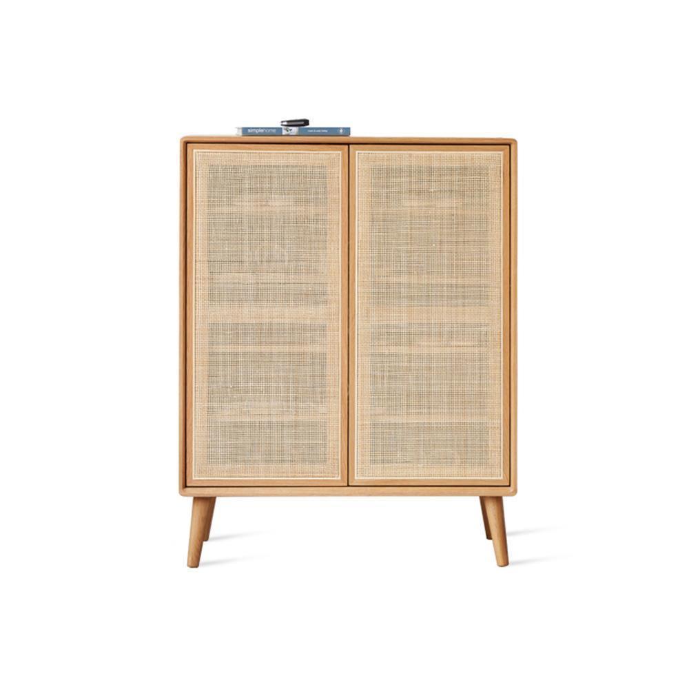 Hans Rattan Shoe Storage Cabinet, Oak - Miola
