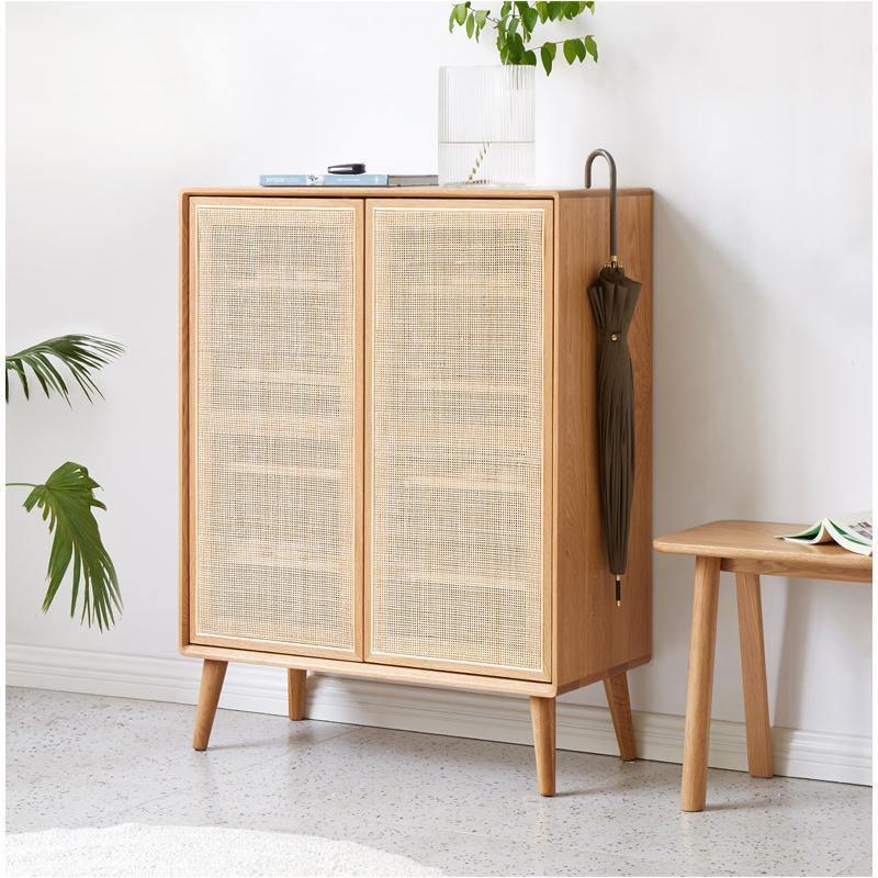 Hans Rattan Shoe Storage Cabinet, Oak - Miola