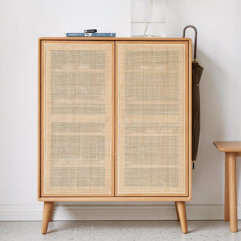 Hans Rattan Shoe Storage Cabinet, Oak - Miola