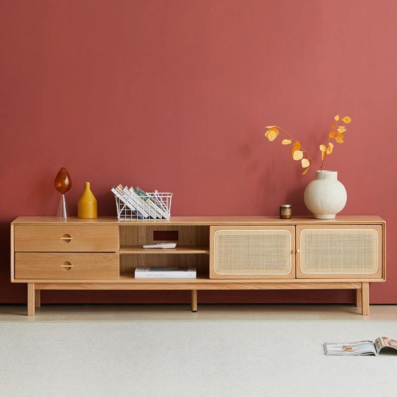Haygashen Rattan TV Stand, Oak - Miola
