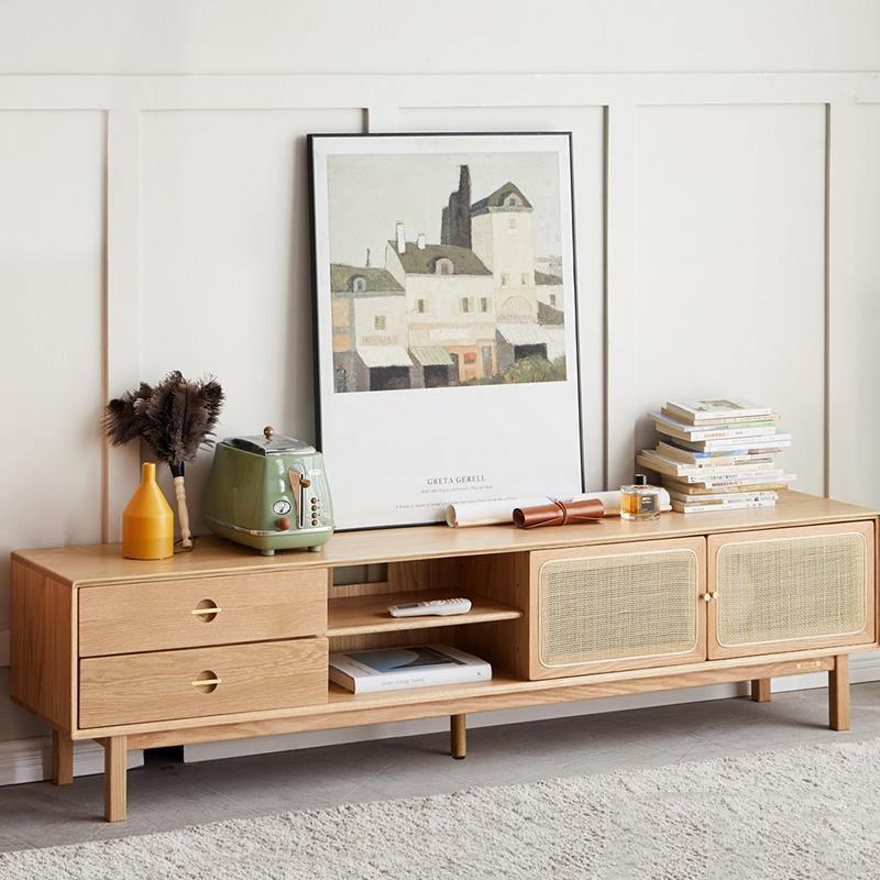 Haygashen Rattan TV Stand, Oak - Miola
