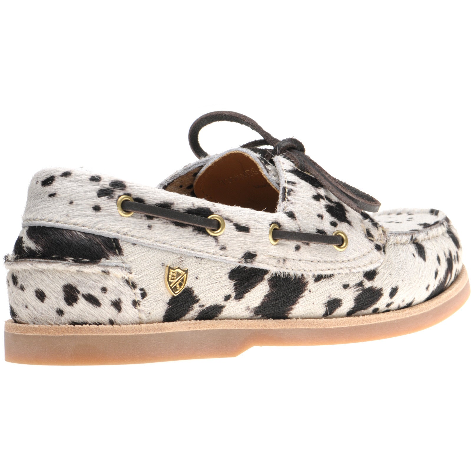 Herring Cordelia ladies rubber-soled deck shoes in white and brown pony