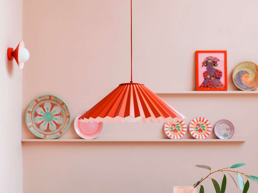 Burnt orange flush pleat wall light - Miola