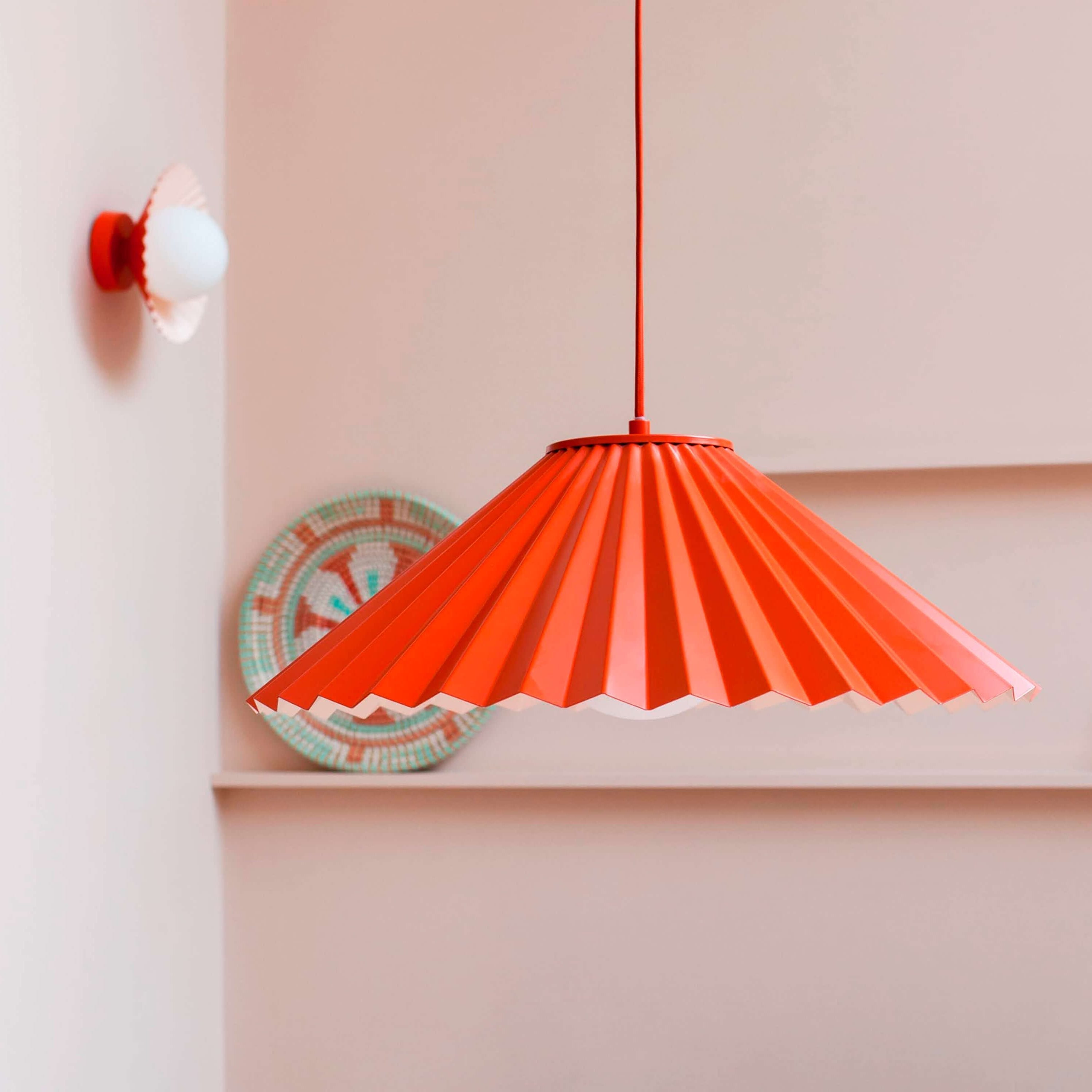 Burnt orange flush pleat wall light - Miola