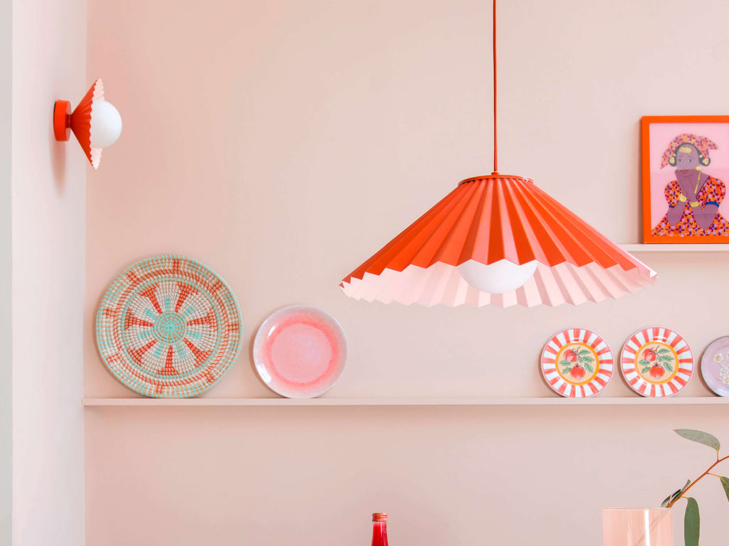 Burnt orange flush pleat wall light - Miola