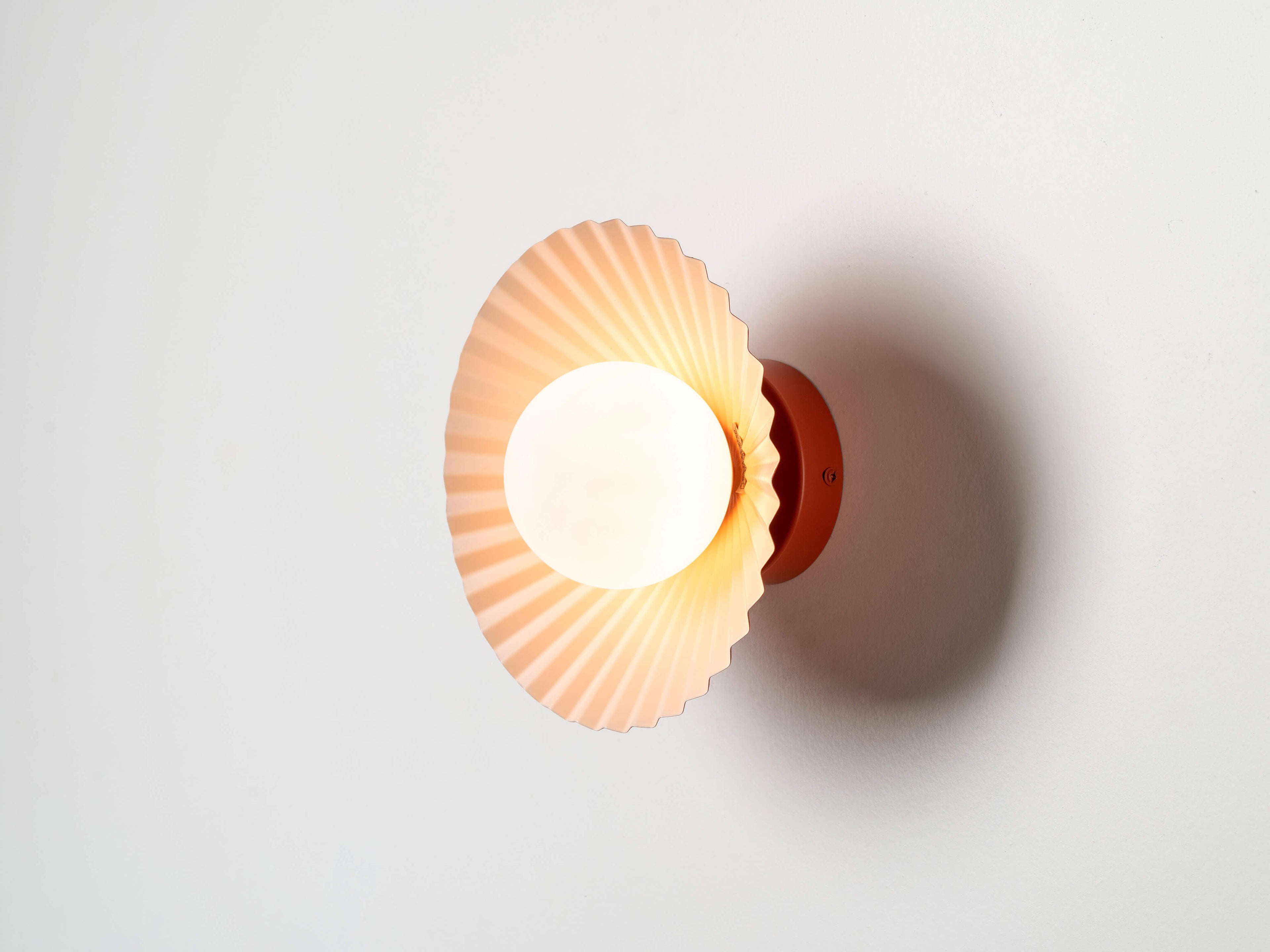 Burnt Orange Flush Pleat Wall Light - Miola