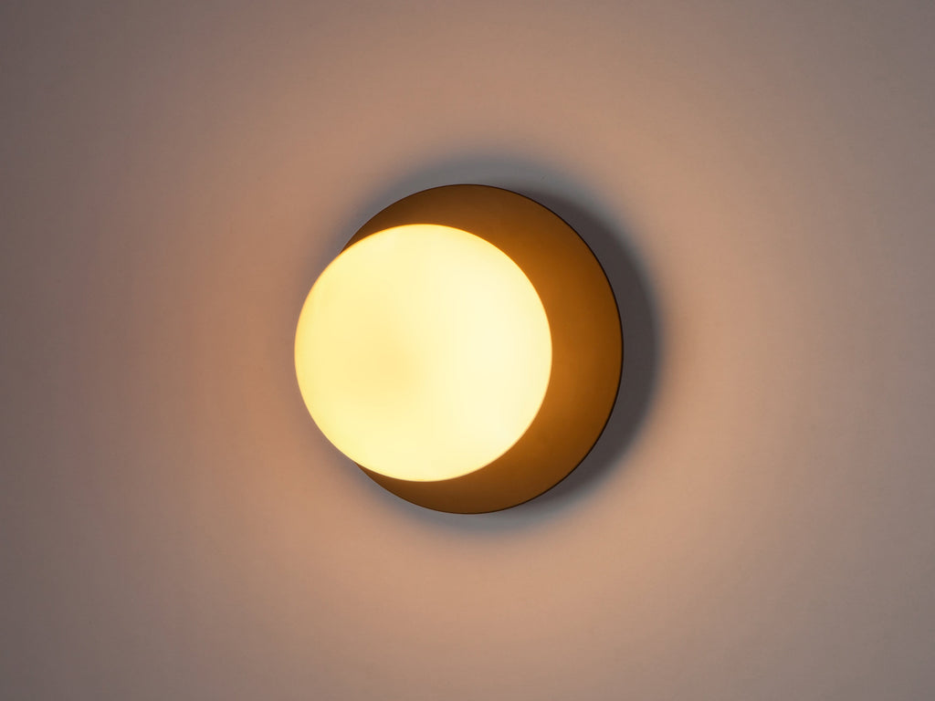 Charcoal Grey Opal Disk Wall Light - Miola
